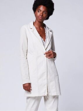 BACI Single-Button Elbow Patch Blazer in IVORY - size large MADE IN ITALY